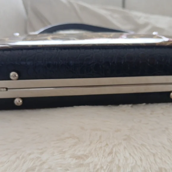 Debbie Brooks Black Silver Gem Clasp Handbag Cheetah Shoe Floral Crystals. FL - Picture 6 of 12